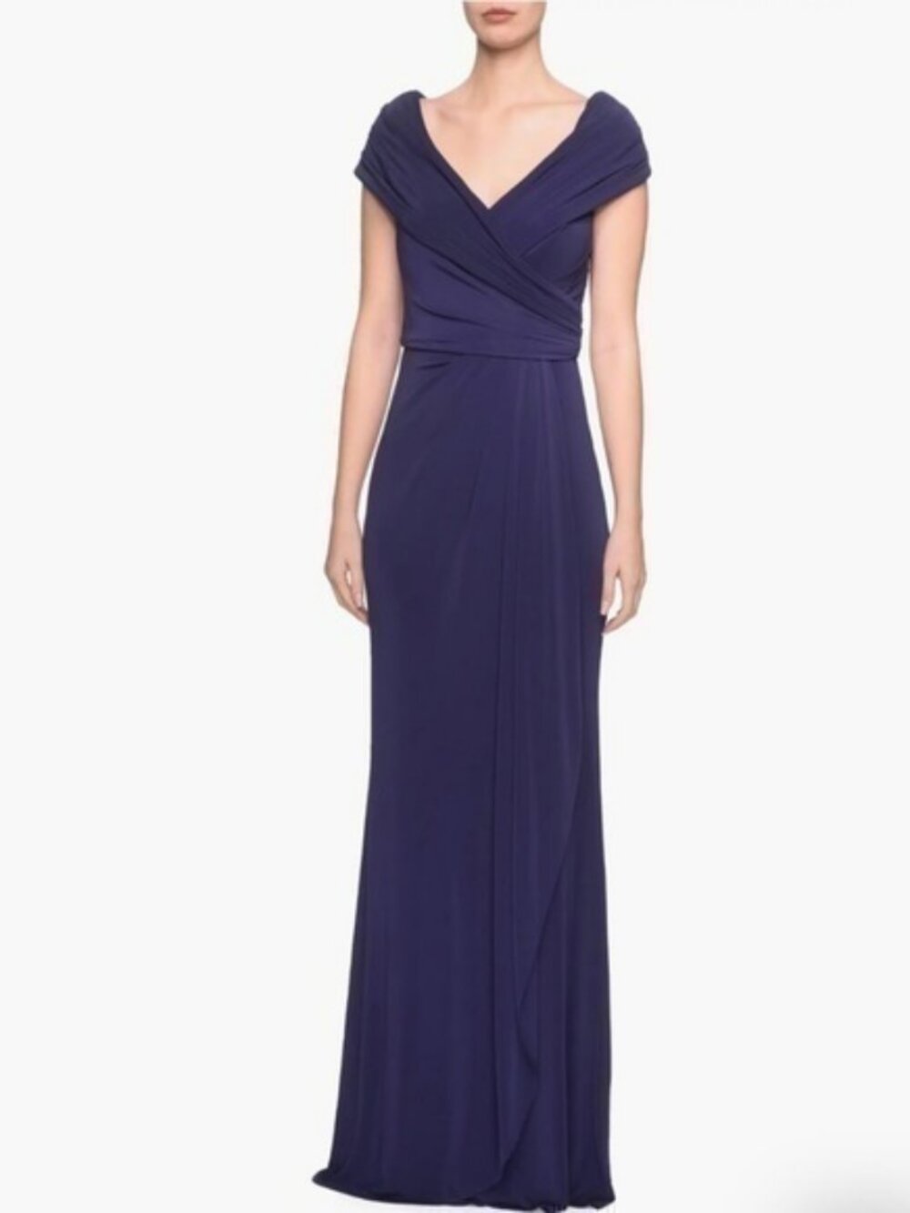 La Femme 26519 Navy Blue Ruched Jersey Column Gown Size 14 NWT Mother of Bride